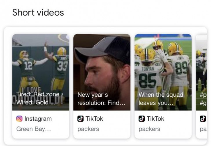 Google is featuring Instagram and TikTok 'Short videos' in mobile search results