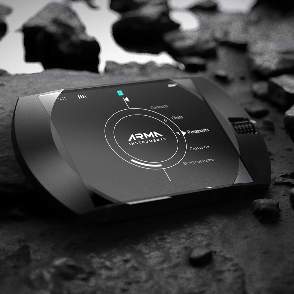 ARMA G1 Secure Communicator, a futuristic Top Secret security level mobile device.