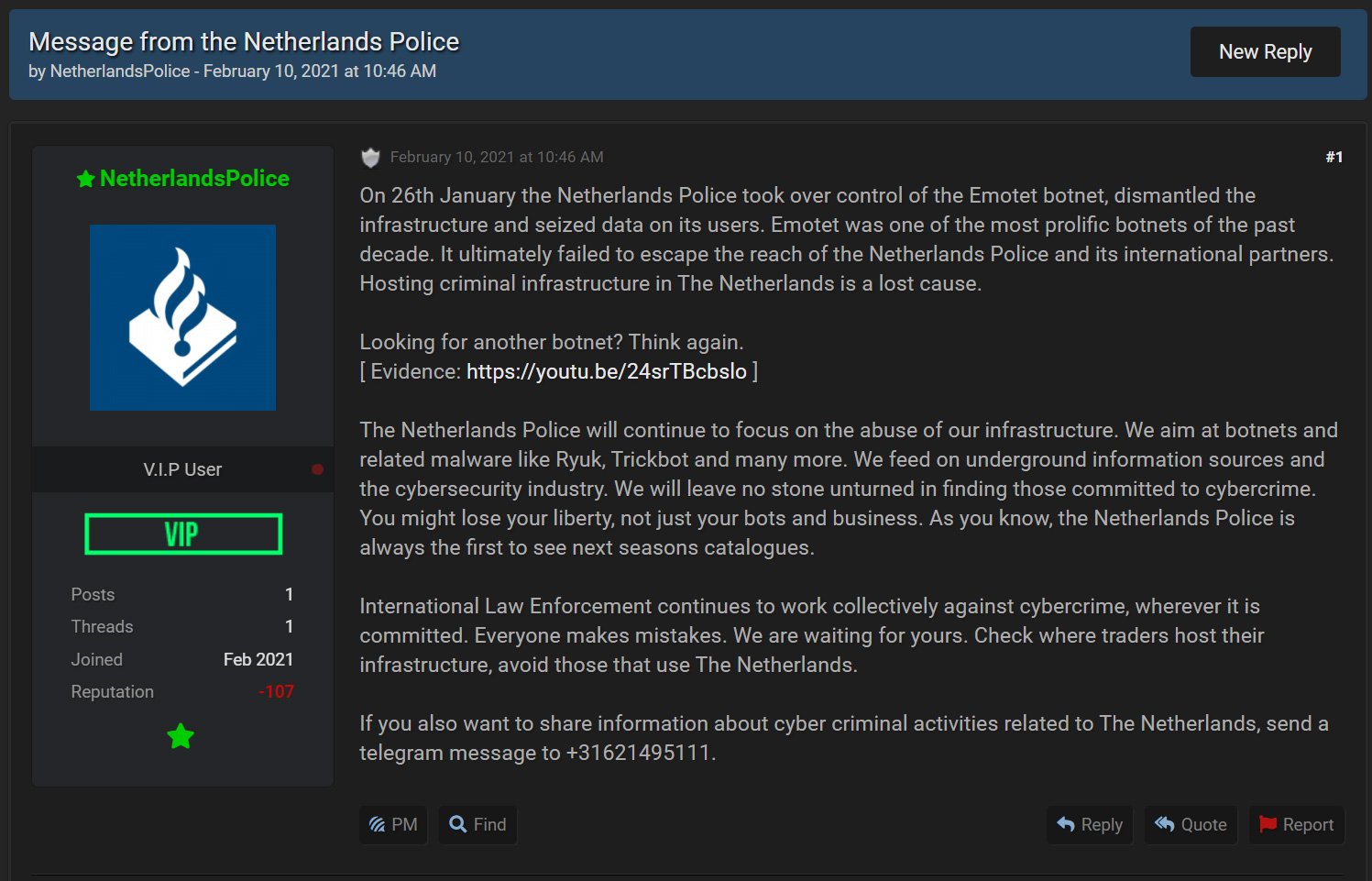 Netherlands Police post to RaidForums