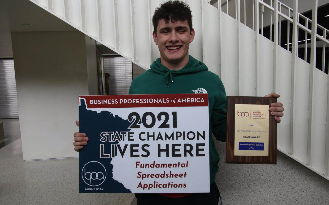 Corbett Wensmann was recently named state champion in BPA's Fundamental Spreadsheets contest (and a national qualifier).
Photo courtesy WDC Schools