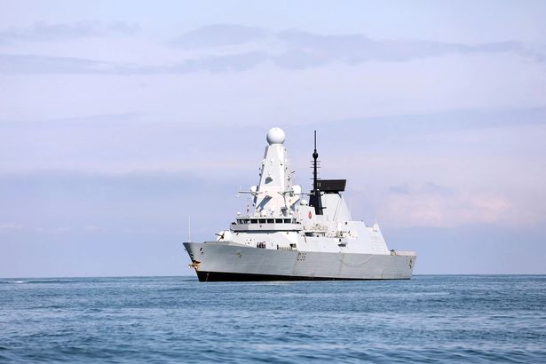 British Royal Navy destroyer HMS Defender arrives in the Black Sea port of Batumi on June 26