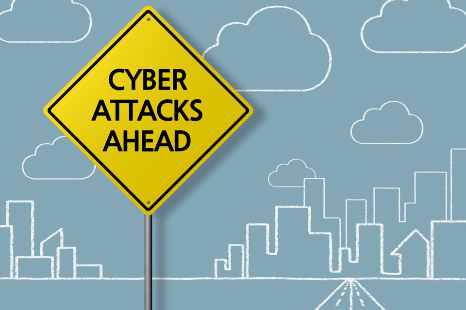 CYBER ATTACKS AHEAD - Business Chalkboard Background