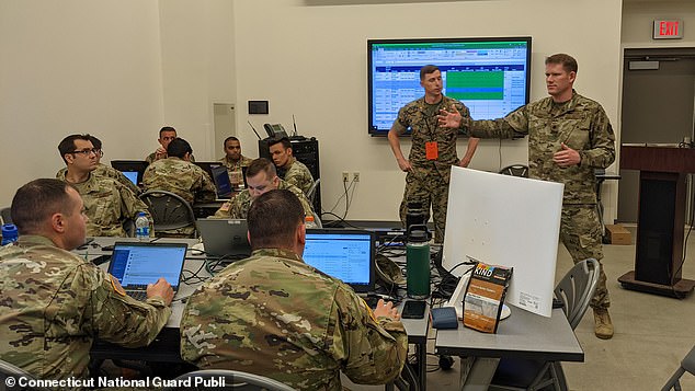 The National Guard has been preparing for a major cyber attack that would bring down utilities across the US, after the hack of the Colonial Pipeline brought the nation's fuel supply to its knees. Pictured the two-week training exercise
