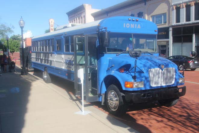 Ionia Public Schools introduced its Words on Wheels Mobile Library during the First Thursday on the Bricks July 1 in downtown Ionia.