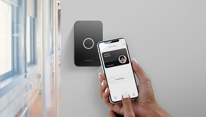 Openpath’s touchless, mobile-based door lock system.