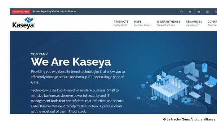A screenshot from the Kaseya website.