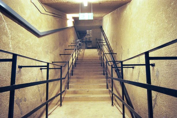The stairs to leading out of the bunker
