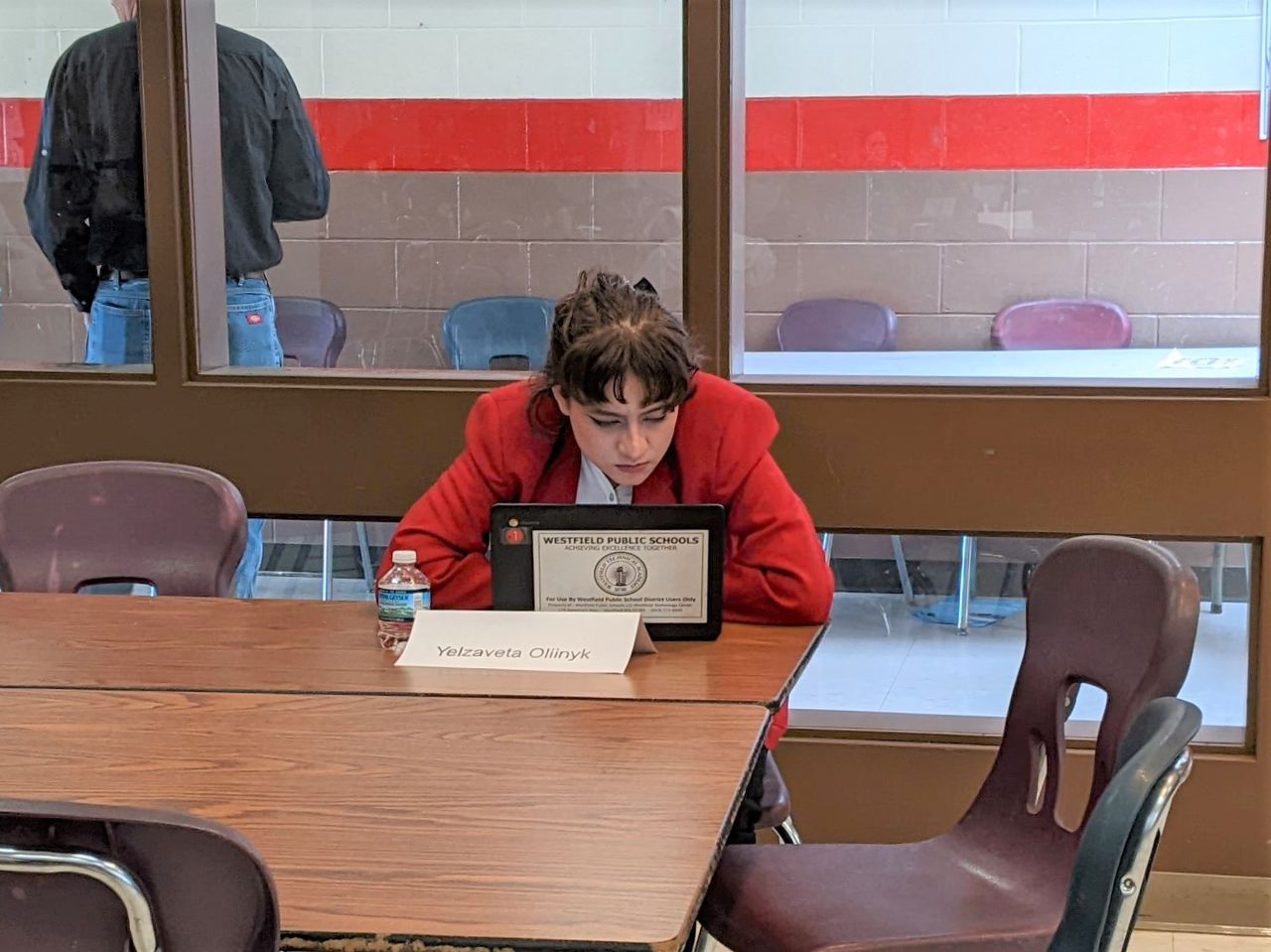 Westfield Technical Academy Liza Oliinyk takes the medical terminology exam for the District SkillsUSA competition on March 15. (PHOTO SUBMITTED)