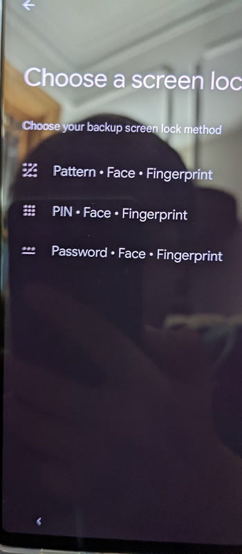 Face unlock option appearing in the Pixel 6 Pro's initial setup screen
