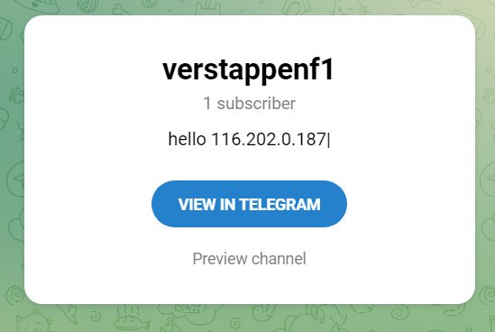 Telegram channel containing C2 IP address