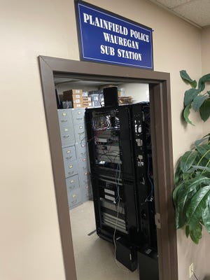 Computer server room at Plainfield Police Department headquarters.