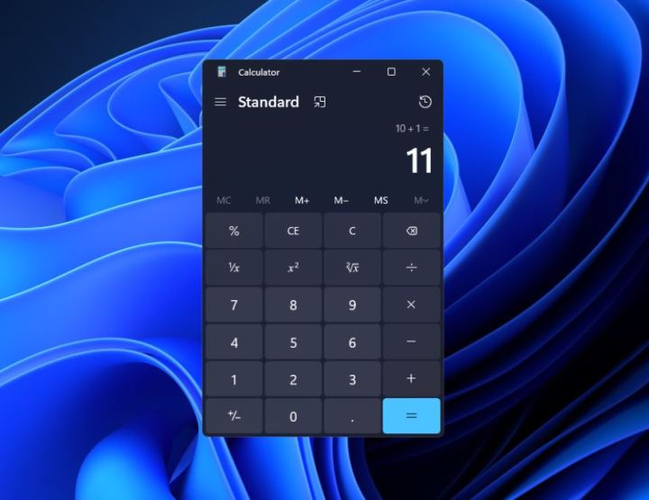 The new version of the Calculator app in Windows 11.