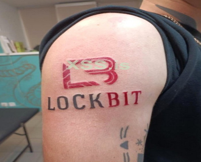 A LockBit tattoo on a person’s arm  