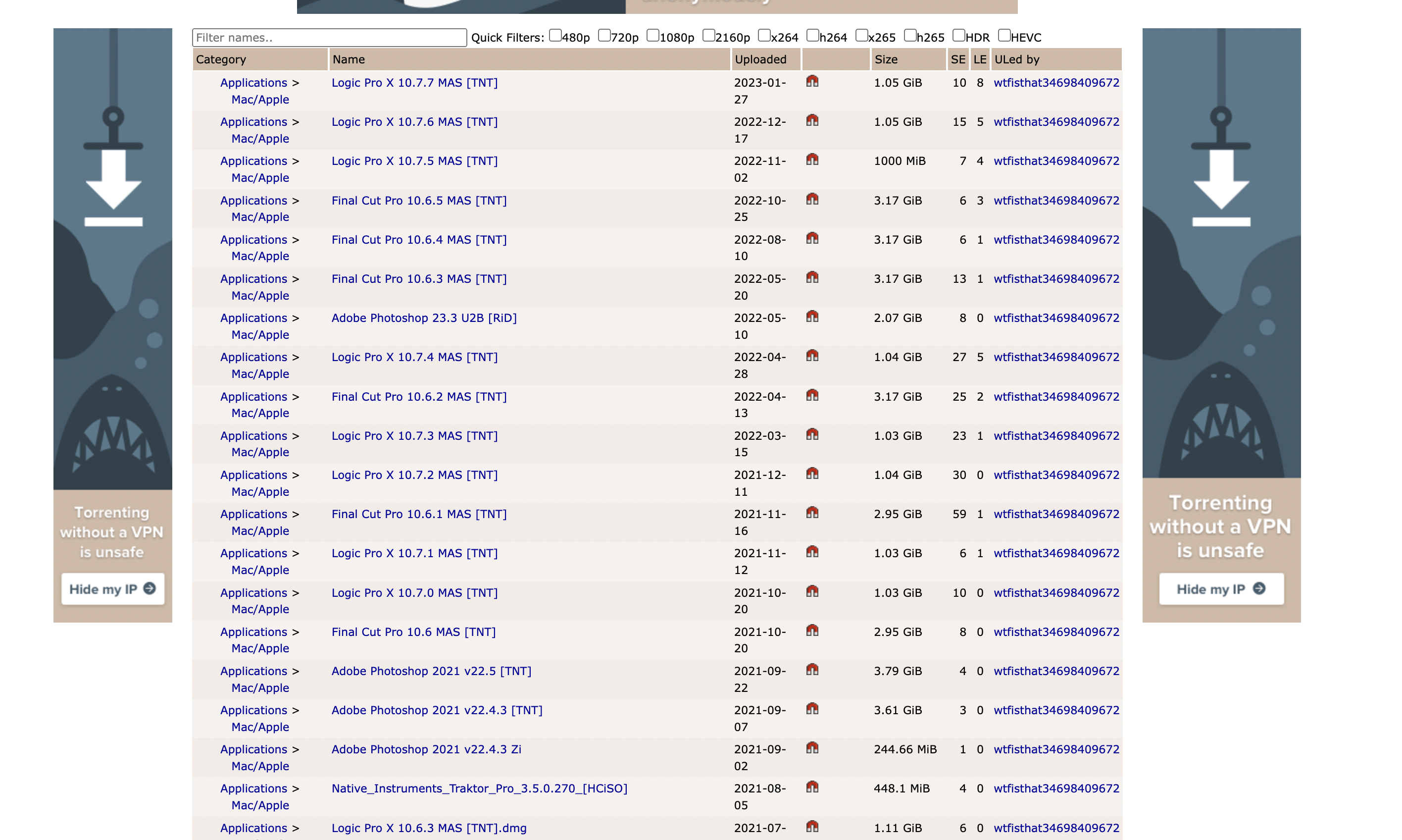 The malicious torrents on The Pirate Bay