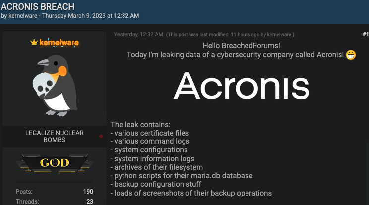 Acronis hack