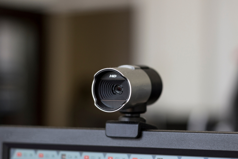 A webcam on a monitor.